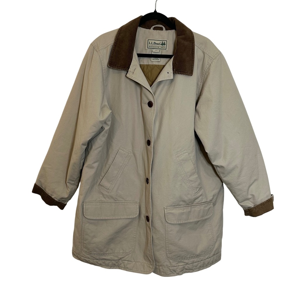 L.L. Bean Beige and Brown Utility Jacket, Barn Coat.